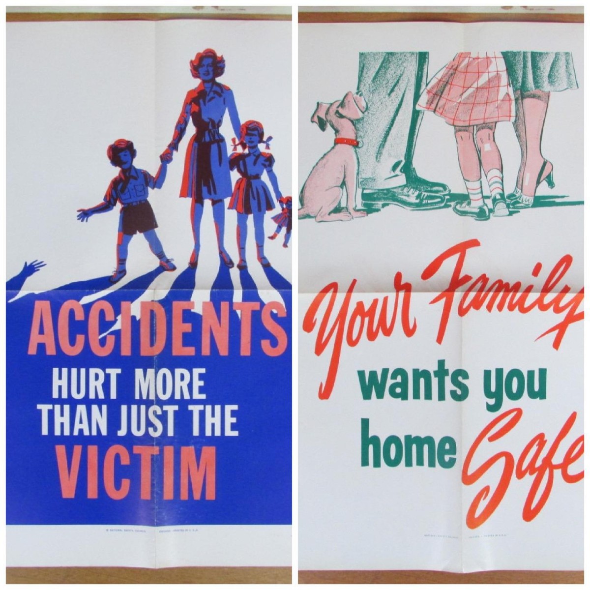 Vintage 1960s National Safety Council Pair Original Work Safety