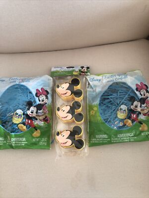 Disney Mickey & Minnie Mouse Easter Grass w/Confetti & 3 Treat Containers - NEW!