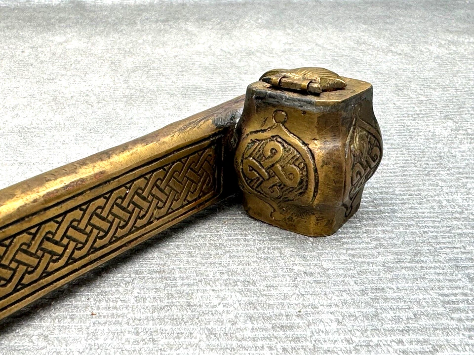 ANTIGUA TINTA PORTÁTIL BRONCE ANTIGUO BIEN TURCO PERSA ÁRABE MERCADER CAJA Foto 4 de 4