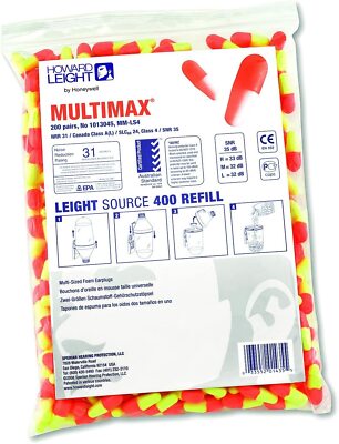Howard Leight Laser Lite Earplug Refill - 800 Pairs (Two 400-Pair Canisters), NRR 32, Hi-Vis Yellow/Magenta - View #3