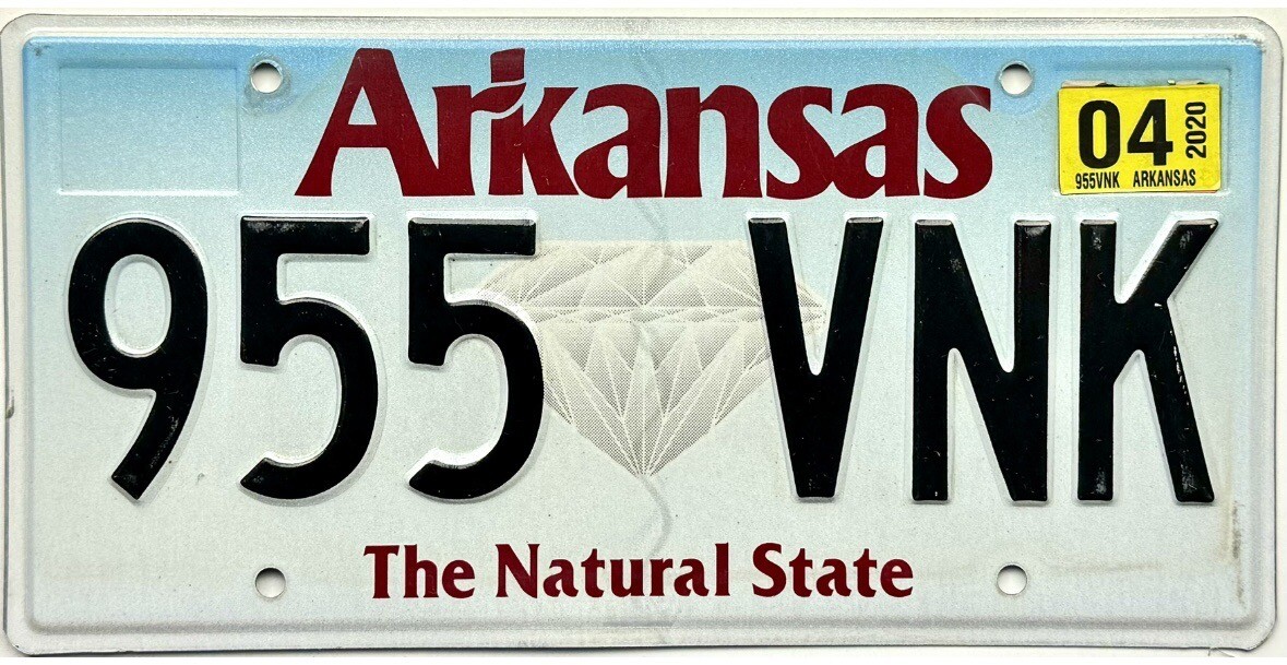 *BARGAIN BIN* 2020 Arkansas Diamond License Plate 955 VNK eBay