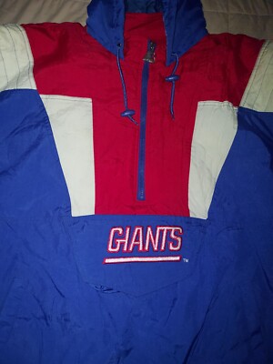 VTG 90s NEW YORK GIANTS STARTER PRO LINE PUFFER PULLOVER 1/2 ZIP