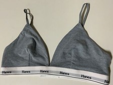 Hanes Women's Originals Crop Bralette, Large, Gray No Tags