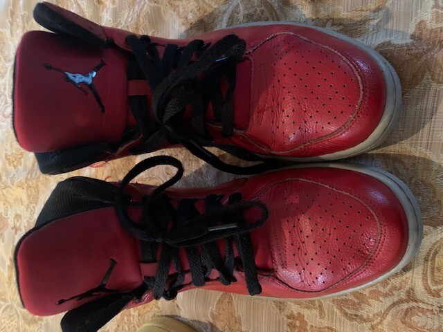 Size 12 Nike Air Jordan 1 Flight 3 Hi Tops Red/Black 743188-600 Nike AIR JORDAN 1 Flight 3 Hi Tops Red Gray Black 743188-600  main image 3