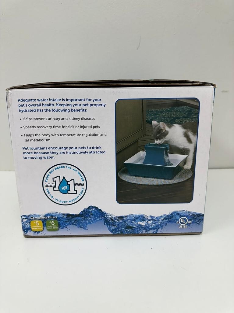 Petsafe Drinkwell 70 oz. Ceramic Pagoda Pet Fountain, Himalayan Blue