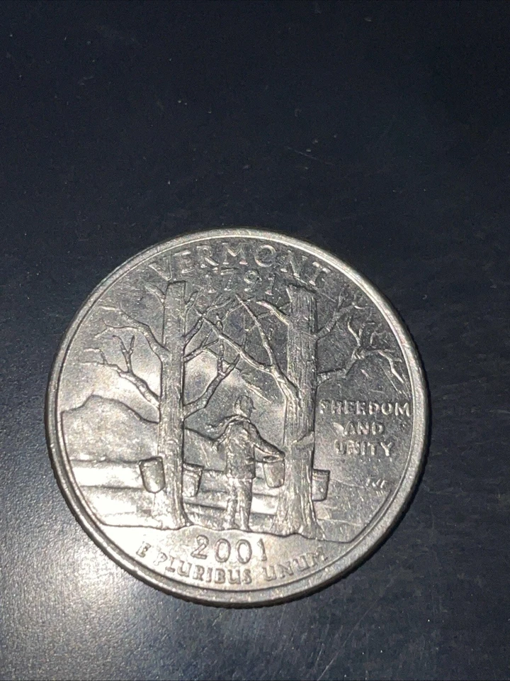 2001 Vermont Quarter With Die Break On Tree Double Die On Date - Image 4 of 4