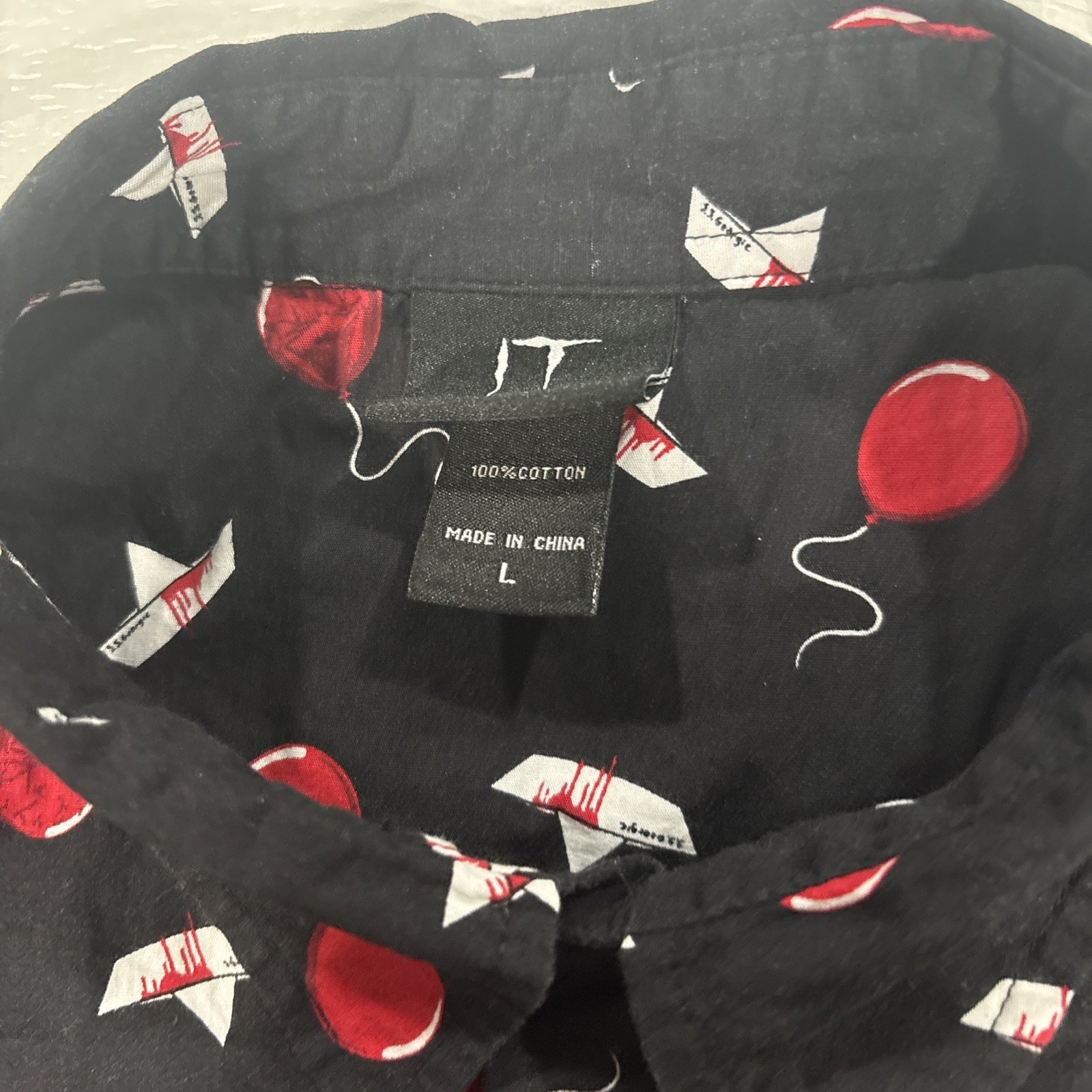 IT Chapter Two Button-Down Shirt Red Balloons/Boa… - image 2
