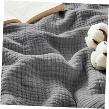 100 Cotton Muslin Throw Blanket Large 50x70 Throw XL 50" x 70" 02 - Grey