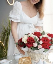 women maternity dress white 36