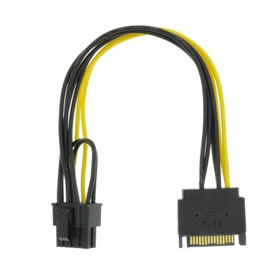 SATA 15-Pin to 8-Pin (6+2) PCIe GPU Power Supply Cable 8.6in 22cm for Video Card
