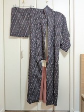 Boro Japanese Kimono Aged Textile Robe Distinctive Black Red Small Pattern Japan