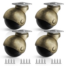 Furniture Wheels 4 Pack, 1.5 Inch Ball Caster Wheels, Brass Casters Set of 4,...