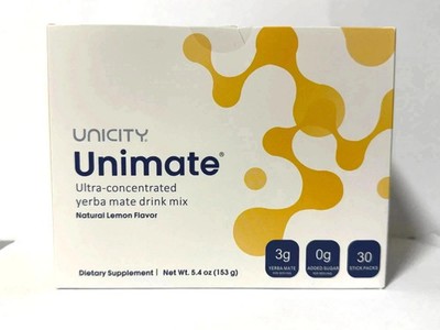 Unicity Unimate Lemon Flavor 30 Count Stick Packs New Sealed Exp 04/2028