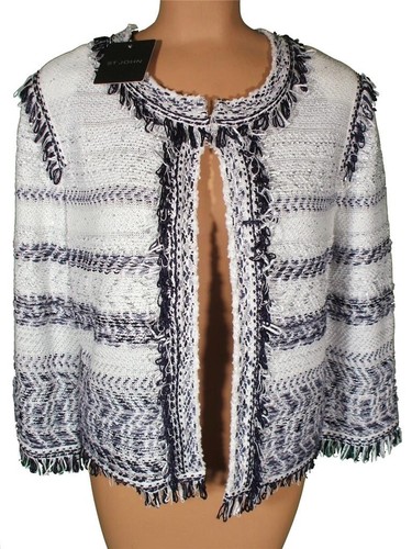 Costume Tailleur St. John Knits En Tweed Pied-de-poule - Veste Et Jupe Taille 14 - Neuf Avec étiquettes (valeur $1990)
