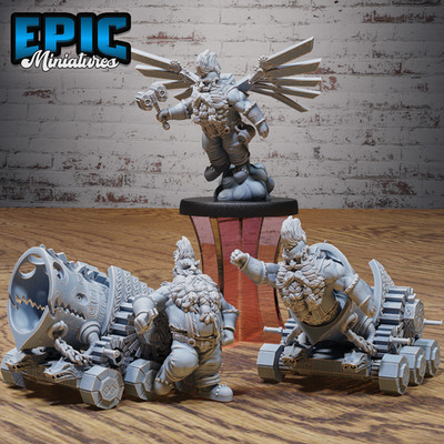D&D Miniature - Cannon Dwarf Set - 3D Model Print DnD RPG Figur 3 Figuren