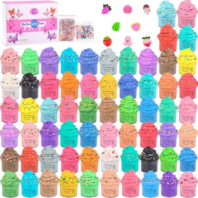 Butter Slime Kit with 64 Pack, Super Soft and Non-Sticky, Gifts for Boys and ...