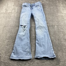 Abercrombie Kids High Rise Flare Jeans Youth 7/8 Blue Light Wash Distressed
