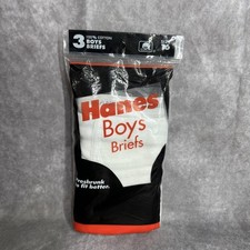 NEW Vintage 1990 HANES Boys Cotton Briefs 3 pack/Size 16-Made in USA NOS