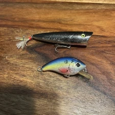 *2* Mann’s Fishing Lures. Chug N Spit Popper. Baby 4- Crankbait