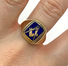 9 ct Gold Masonic Reversible Signet Ring 9ct 9k 375 Yellow Gold - Size R