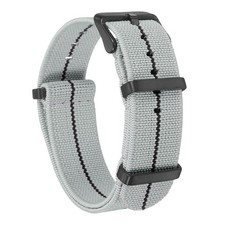 Elastic Nylon Watch Band 22mm Waterproof One Piece Watch Strap, Grey/Black