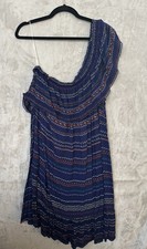 Xhilaration Dress Womens XL One Shoulder Boho Embroidered Ruffle Festival Rayon