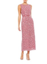 MAC DUGGAL 93550 Geometric Pattern Sequin Midi Dress ROSEWOOD 16 Sleeveless NEW