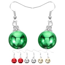 4 Pairs Round Ball Ear Pendant Festive Earrings Ornament for Women Dangle Drop
