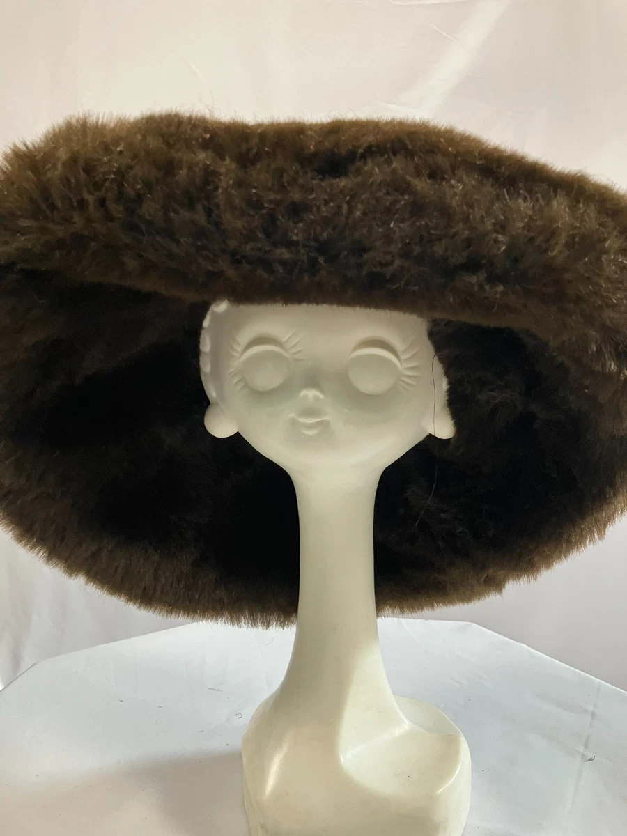 Vintage 70s Faux Fur Bucket Hat Brown XL Union Made Cloche Winter Vintage 70s Faux Fur Bucket Hat Brown XL | Mercari main image 3