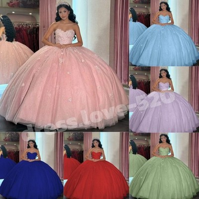 Princess Quinceanera Dresses Sweetheart 3D Flower Birthday Party Ball Gowns