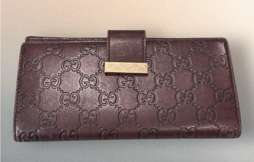 GUCCI Authentic Leather Long Wallet Guccissima Dark Brown- Double Sided - Picture 17 of 22