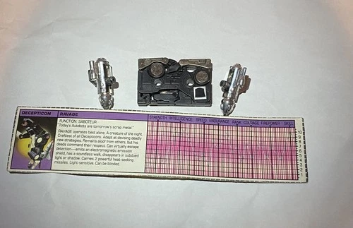 Hasbro 1984 Transformers G1 Ravage Mini-Cassette Figure Complete w/tech spec