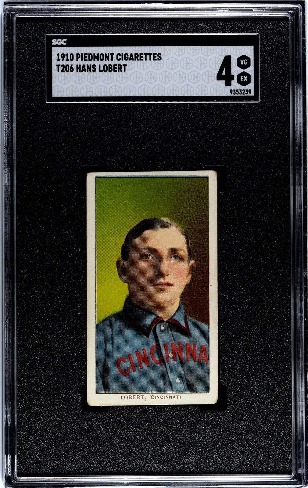 1910 T206 -Hans Lobert 350 Piedmont Cincinnati SGC 4 VG EX  NO CREASES Centered