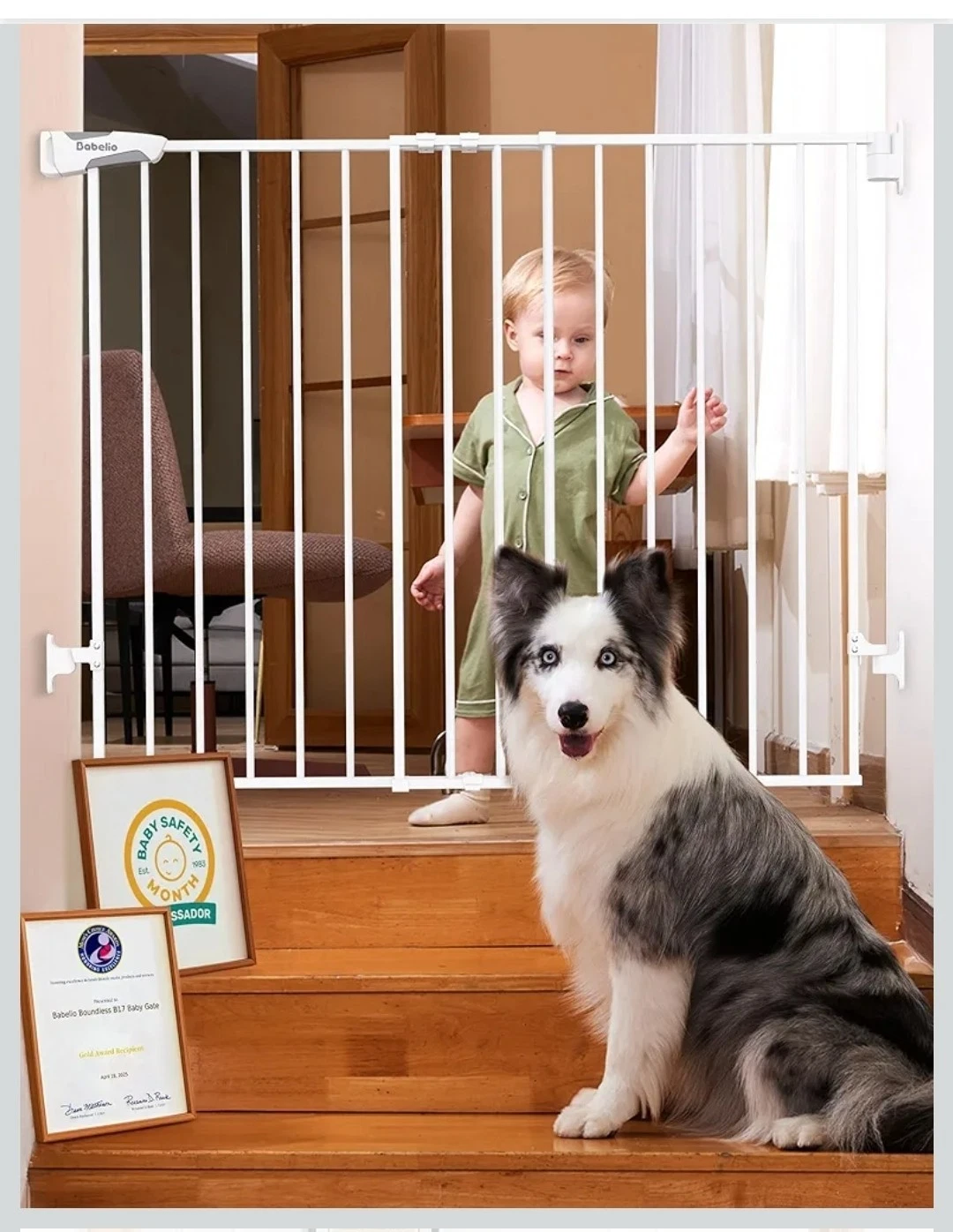 Adjustable Baby Gate Auto-Close Extra Wide Walk Thru Safety Hardware Mount 29-49