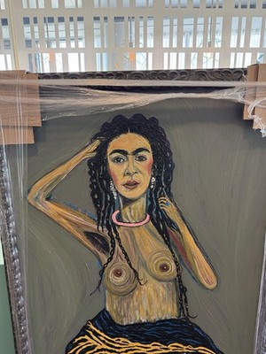 Large Oil Painting Frida Kahlo Original Signed by Artist custom Framed