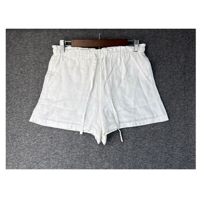 Roller Rabbit Stunning White 100% Linen Paperbag Drawstring Shorts Womens XXS
