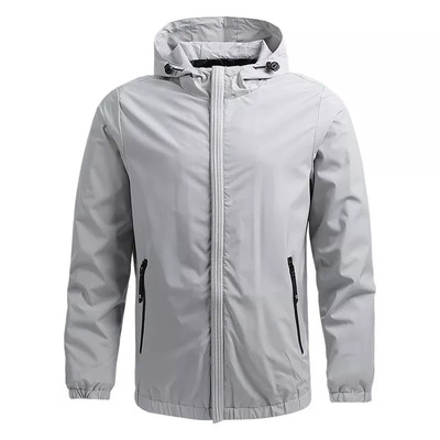 Herren Jacke mit Kapuze und Reißverschluss - Casual, Frühling, Farbe Grau 10B160