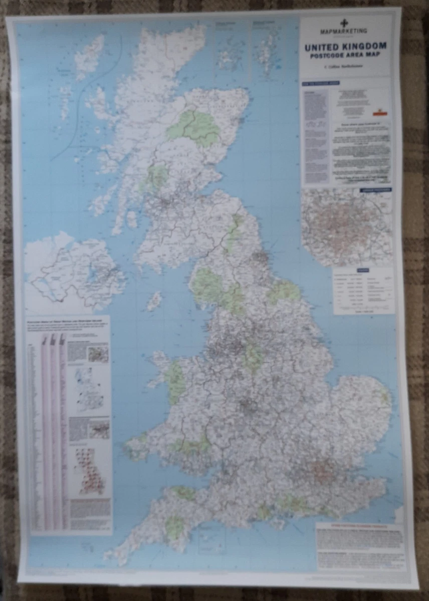 Uk Laminated Postcode District Map