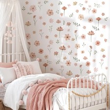 Boho Flower Wall Decals, Daisy Wildflower Wall Stickers Leaf Floral Decor for...