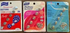 3 Packages ff Vintage Prims Buttons To Cover - Size 18 (7/16")