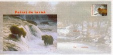 ROMANIA 195/2001: BROWN BEARS FISHING unused postal stationery cover