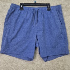 Eddie Bauer Woven Tech Pull On Shorts Mens XXL Blue UPF 50 Quick Dry Stretch