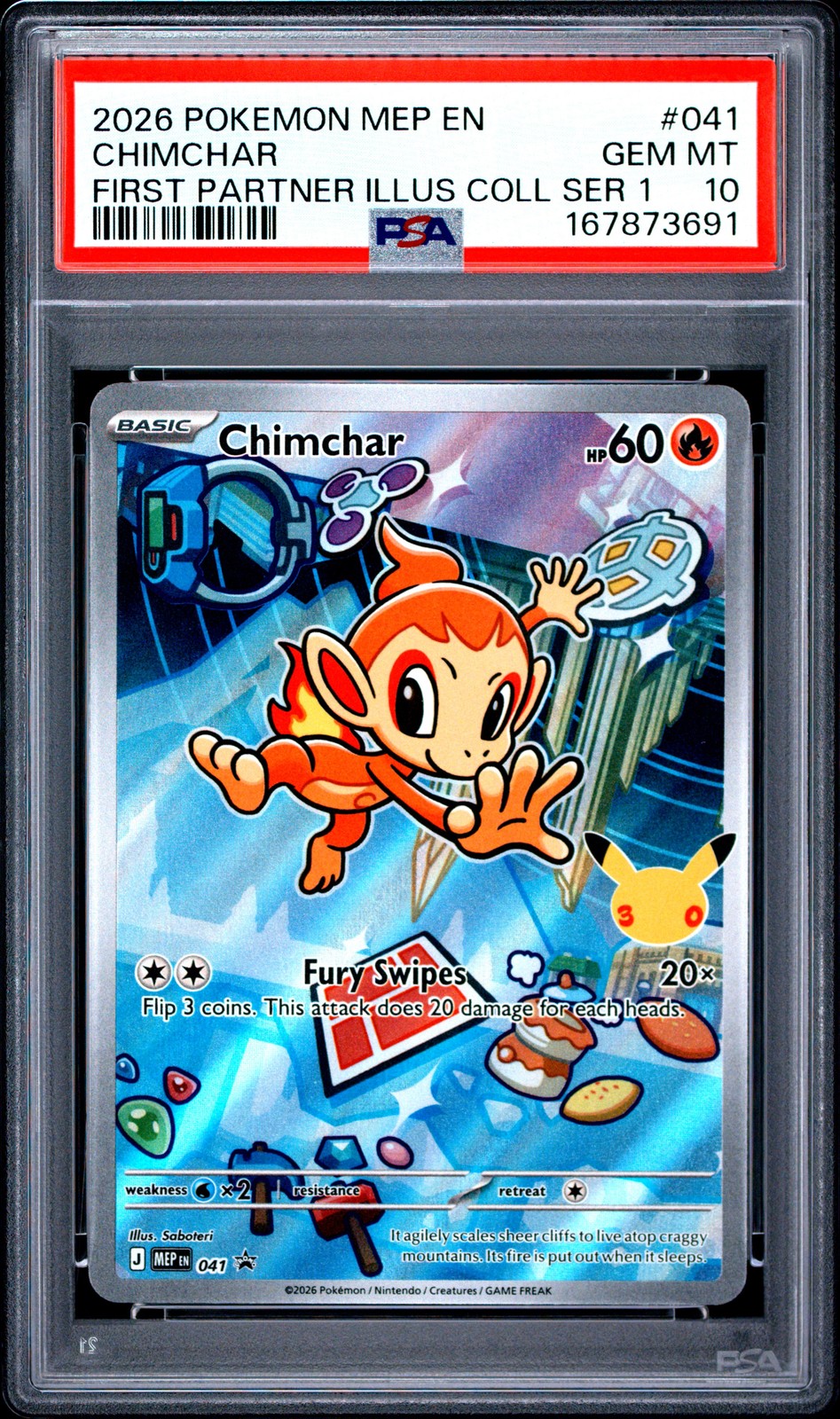 2026 POKEMON FIRST PARTNER ILLUSTRATION COLLECTION PROMO #041 CHIMCHAR PSA 10