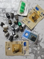Vintage Lot 23 Sewing Thimbles Various Types & Materials Plastic & Metal