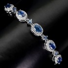 925 Sterling Silver Bracelet Oval Blue Sapphire 6x4mm Gemstone Jewelry 7inches