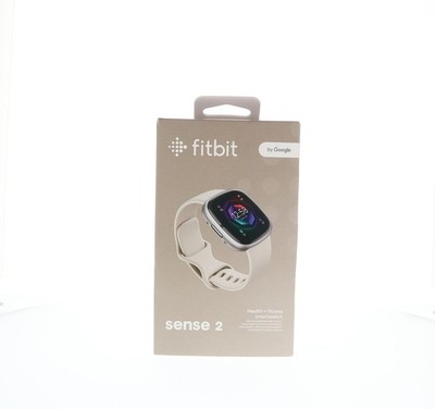 Fitbit Sense 2 GPS Health Smartwatch Lunar White Platinum S L Bands Included