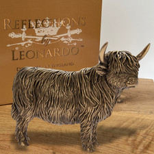 Bronze Highland Cow ornament figurine Leonardo Reflections range 19cm gift boxed