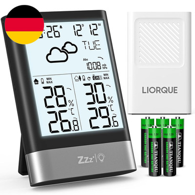 LIORQUE Wetterstation Funk Mit Außensensor Digital Thermometer Hygrometer Innen 