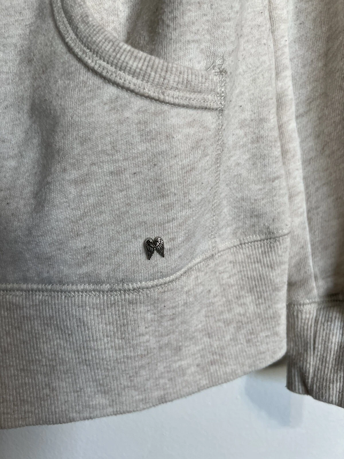 UNDERCOVER Felpa con cappuccio Victorias Secret Supermodel Essentials BLING rosa cuore grigia taglia S *DIFETTOSA