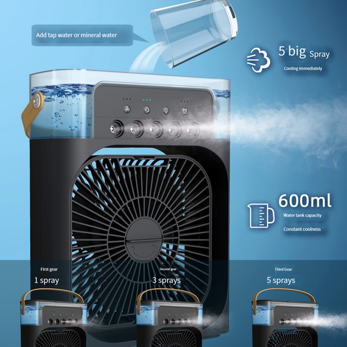 Portable Air Conditioner Fan Small Air Cooler Humidifier Hydro cooling 3 Speed - Picture 7 of 13
